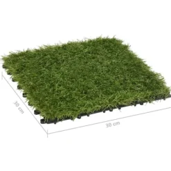 22 -delade konstgräsplattor för underhållsfri gräsmatta | Färg: Grön | Storlek: 30x30 cm