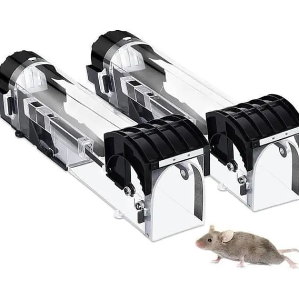 2 delar musfälla, grymhetsfria smarta musfällor, originalmöss, fångar levande möss Plastråttfälla