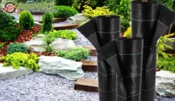 96 m² Ogräsbekämpningsmembran Ogräsfoder Mulchliner 100 g 1,65 m bred