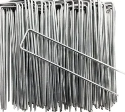 Discount 100 st U-formade förankringspinnar för trädgård - Silver 150mm Markduk & Fiberduk