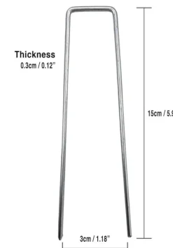 New 50 st U-formade förankringspinnar för trädgård - Silver 150mm Markduk & Fiberduk