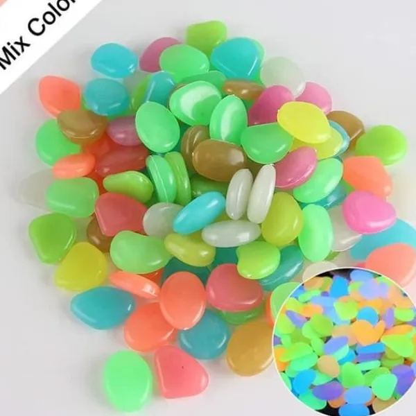 100 stycken självlysande sten Flerfärgad självlysande småsten Pebbles konstgjorda självlysande dekorativa stenar Fluorescerande dekor 61