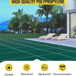 Sale 18 x 38 fot poolskydd med kompletta tillbehör för 16 x 36 fot pool, höghållfast PP-material, utmärkt permeabilitet, lätt att montera Pool- & Spatillbehör