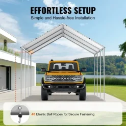 10 x 20 ft Carport Ersättningsskydd, Garage Tält, Vattentät & UV-skyddad, Enkel installation med 40 Bungee (endast Topp)