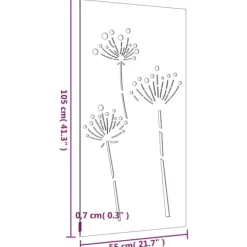 New Affischer, tryck & konstverk - Living Väggdekoration 105x55 cm rosttrögt stål blomdesign Trädgårdsprydnader