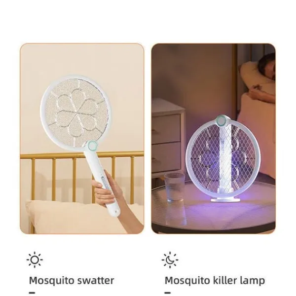 Sale Anti-myggracket, Anti-mygglampa, med laddningsbas mot myggor, flugor, insekter, flygande Flugsmällor