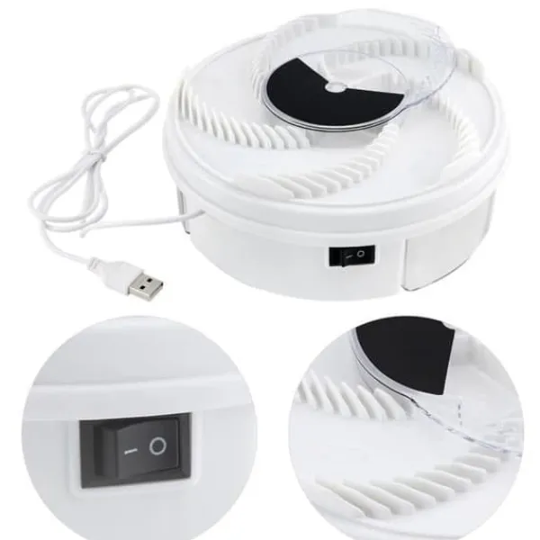 Automatisk Spinning Mute Elektrisk flugfälla-enhet med fångstmat USB-kabel-CY