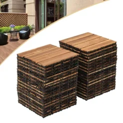 Balkong- och trallplattor i trä - Klickgolv 30×30 cm, 36-pack - Halkskydd - Vattentåliga - Inne/ute - Brun Trädgårdsprydnader