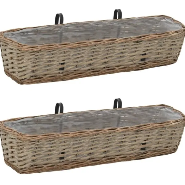 Online Balkonglåda 2 st korg med PE-foder 80 cm Krukor & Växtbehållare
