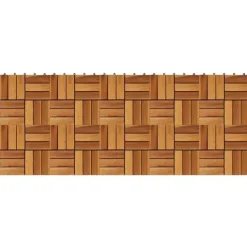 Balkongplattor av Akaciaträ 30x30 cm - Väderbeständiga och halkfria | Antal: 10 st | Färg: Naturlig trä | Storlek: 30x30 cm
