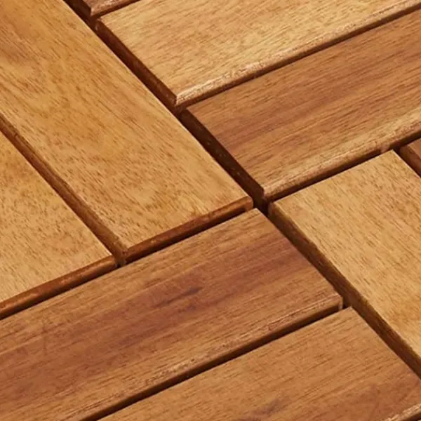 Balkongplattor av Akaciaträ 30x30 cm - Väderbeständiga och halkfria | Antal: 10 st | Färg: Naturlig trä | Storlek: 30x30 cm