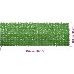 Balkongskärm med gröna blad - Integritet och mysig atmosfär | Storlek: 300x100 cm