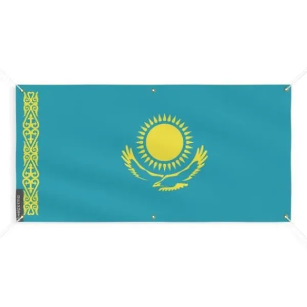 Online Banner Flag of Kazakhstan 6 öljetter 170x340cm i polyester Flaggor & Vindstrutar
