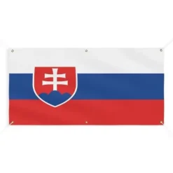 Discount Banner Flag of Slovakia 6 öljetter 140x280cm i polyester Flaggor & Vindstrutar