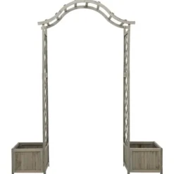 Bersåer, spaljéer & pergolor - Living Pergola med odlingslåda grå massivt granträ