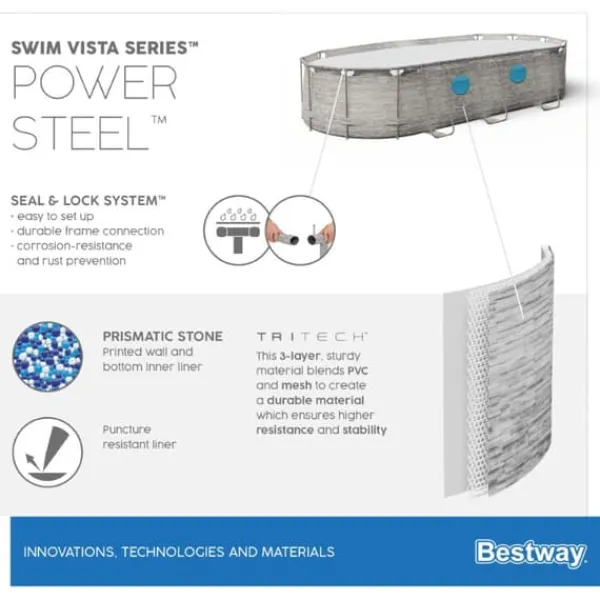 Bestway Power Steel Swim Vista II 549 x 274 x 122 cm med pump, stege etc.