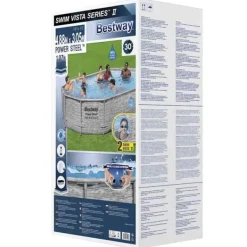 Bestway Power Steel Poolset 488x305x107 cm - Korrosionsbeständig | Färg: Grå | Storlek: 488x305x107 cm