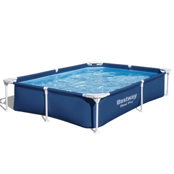 Bestway Rectangular Steel Pro Swimming Pool - 221 x 150 x 43 cm - Blå - Ingår Tillbehör CB37