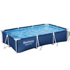 Rectangular Steel Pro Swimming Pool - 300 x 201 x 66 cm - Blå - Inklusive Tillbehör - CB12 Pooler