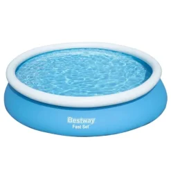 New Round Uppblåsbar Fast Set Pool - 366 x 76 cm - Blå - Inklusive Tillbehör - CB11 Pooler