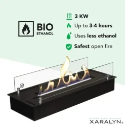 Discount Bioetanolbrännare L (5820LB) med inbyggd läpp - Svart - bioetanol inbyggd spis med patenterad keramisk sten - 3 KW värme Öppna Spisar