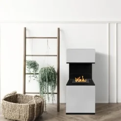 Clearance Bioetanol-kamin - DIVINA FIRE - Oslo - Stål - Vit - 100 cm i höjd Öppna Spisar