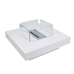 Discount Bioetanolsrör - Panarea Vit - 70x70x35 cm - Inomhus och utomhus - Avgaser avlägsnas uppåt Öppna Spisar