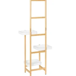 New Blomhylla i trä - Växtställ STR13-WN - Flerplanig - För 3 krukor - 31×130×27 cm - Montering krävs - Vit Växtställ