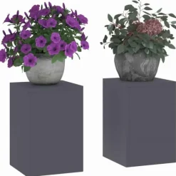 Clearance Blomsterställ i stål för utomhusbruk – 2 st | Färg: Antracit | Storlek: 24x24x35 cm Växtställ