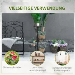 Discount Blomsterställ, 45x24,5x80 cm, Svart Växtställ