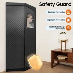 Best Bärbar Bastutält, 1350W, 3L Vattentank, 9 Värmenivåer, 5-60 Minuters Timer, Satinbomullsmaterial Bastu