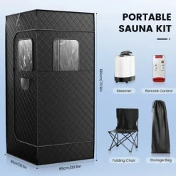 New Bärbar Dampsauna Tält, 3L Ångkapacitet, Kompakt och Användarvänlig Design,220V EU-kontakt Bastu