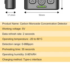 Online Bärbar kolmonoxiddetektor med elektrokemisk sensor för realtidsövervakning av CO, temperatur och luftfuktighet Rök- & Koloxiddetektorer