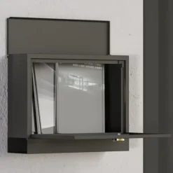 Brevinkastare, Metall, 36,5x11,5x29 cm, Svart