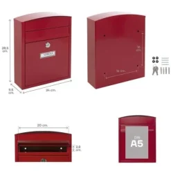 Brevskrivare - ARREGUI - E5736 - Stål - Väggmonterad - Regnbeständig - Röd