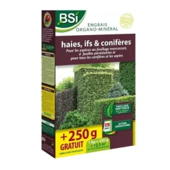 Online BSI - Organo-mineralgödsel - Organiskt - Häckar, barrträd - För vintergröna och barrträd - 1 kg - Plus 250 g gratis - 12,5 m² Gödningsmedel