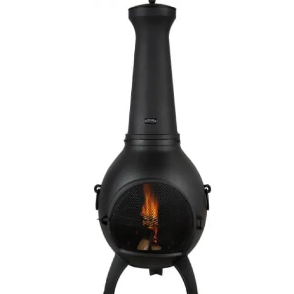 Hot Chiminea, Sfärisk utomhus vedeldad eldstad, 43x42x112 cm, Svart Öppna Spisar