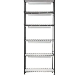 Hot DIY Växtställ med Grow Lights 6 våningar, 192W, Hög Växtstödhylla för inomhusodling och ljustillförsel, perfekt för växttillväxt Växtställ
