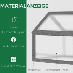 Online Drivbänk i trä 90x52x49,5 cm, ljusgenomsläppligt lock, vintertålig – grå Växthus