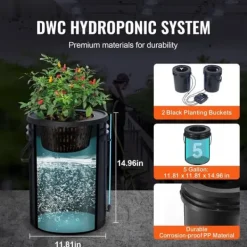 Hot DWC Hydroponics Odling System Djupvattenkultur med Top Drip 2 Hinkar, effektiv växtodling, hydroponisk odlingsteknik Kit För Växt- & Örtplantering