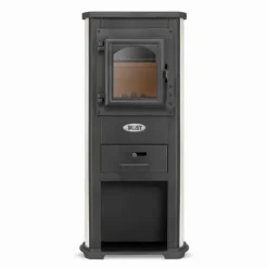 Viking Choice EKONOMIK LUX Multifunktionell Vedspis - 6,6 kW, Kockplatta, Röd/Beige/Antracit
