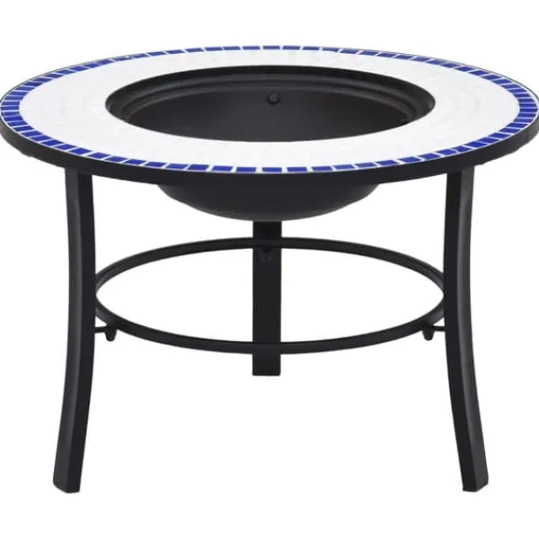 Discount Eldfat med mosaik blå och vit 68cm keramik Öppna Spisar