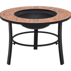 Eldfat med mosaik i terrakotta - Dekorativ eldgrop för trädgården | Diameter: 68 cm | Material: Keramik