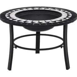 Sale Eldfat med mosaik svart och vit 68cm keramik Öppna Spisar