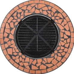 Clearance Eldfat med mosaikbord i terrakotta - Dekorativ eldgrop | Diameter: 68 cm | Material: Keramik Öppna Spisar