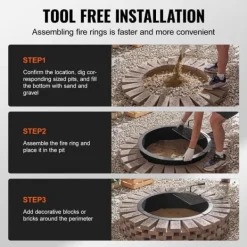 Eldring med BBQ Fire Ring, 35 tum, yttre stål, DIY lägereldsbrasa
