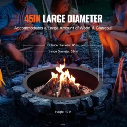 Hot Eldring Rund 45 tum, Yttre Stålfoder, DIY Campfire Ring, Brandgrill, Enkel att Montera Tillbehör Till Vedeldade Kaminer & Öppna Spisar