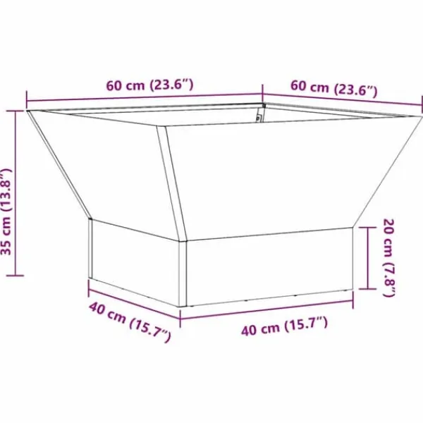 Eldstad i fyrkantig design - Bärbar och rostbeständig | Färg: Svart | Storlek: 60x60x35 cm
