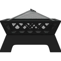 Eldstad med eldgaffel 50 cm - Utomhus eldstad i robust stål | Färg: Svart | Storlek: XXL