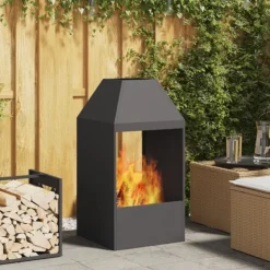 Hot Eldstad Svart 50 x 50 x 100 cm Stål Öppna Spisar